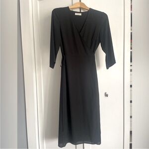 Babaton Black Wrap Midi Dress